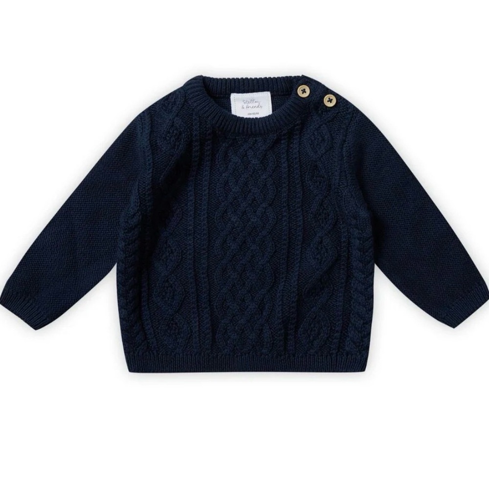 Rugged Bear baby boy's navy blue cable-knit sweater Size 6-9 months 100% cotton